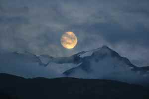 Moonrise over the Alaskan Mountains